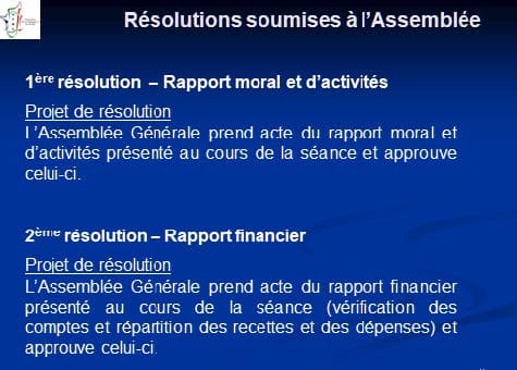 Résolutions soumises à l'assemblée